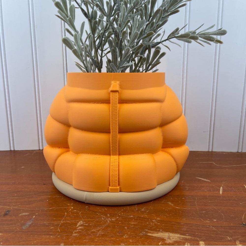 Quirky 3D Printed Puffy Jacket Planter Pot, Inflated Jacket Flower Pot